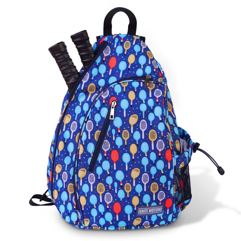 Ignite Motions Pickleball Sling Bag for Women & Men - Crossbody Backpack with Fence Hook, 4-Paddle Capacity, Water Bottle Holder (Variation: Paddles)