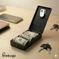 Portable Metal Cash Box with Keys - Small Travel Safe for Money & Valuables, Black
