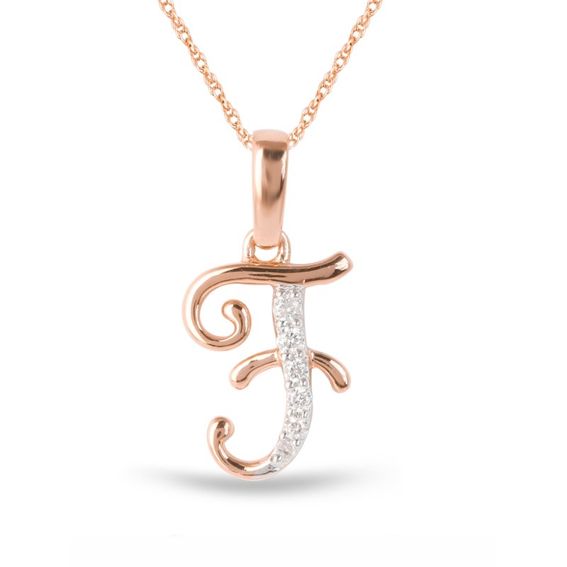 Diamond Alphabet Pendant Necklace for Women in Pink Silver - Custom Initial Jewelry