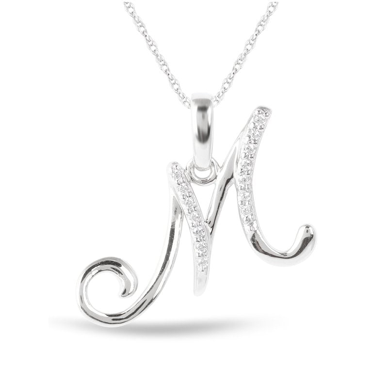 Diamond Alphabet Pendant Necklace for Women Sterling Silver - Customizable