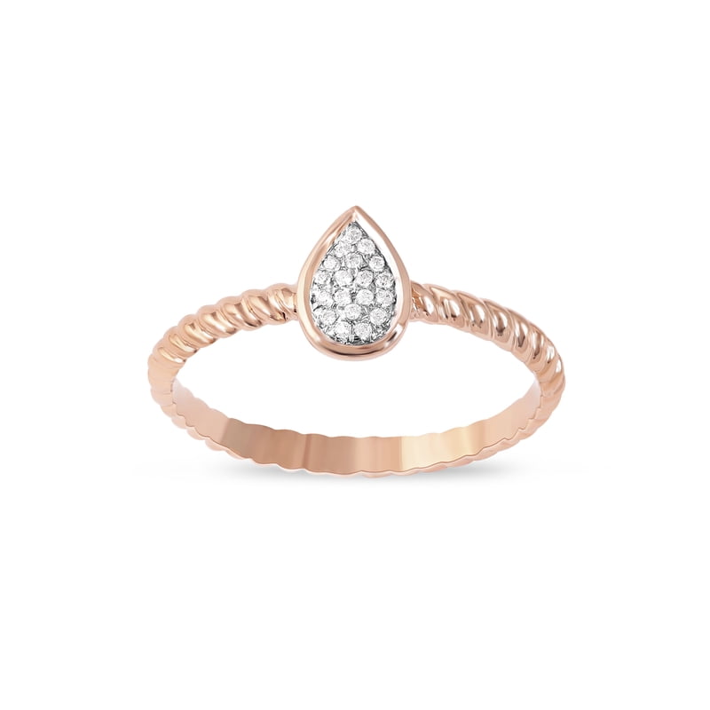 Sterling Silver Pink Tone Diamond Cluster Promise Ring - Pear Shape, 1/20 Ct TDW