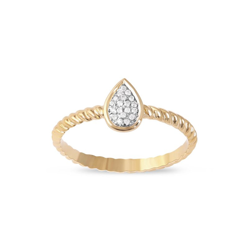 Sterling Silver Diamond Cluster Promise Ring with Pear Shape Design