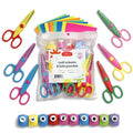 Decorative Edge Craft Scissors 6 Pack with 10 Paper Punches & Craft Papers
