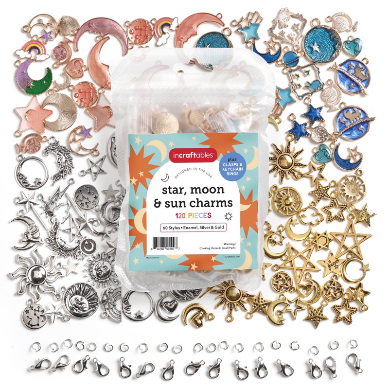 Assorted Charms and Pendants for DIY Jewelry Making - 120 Pieces