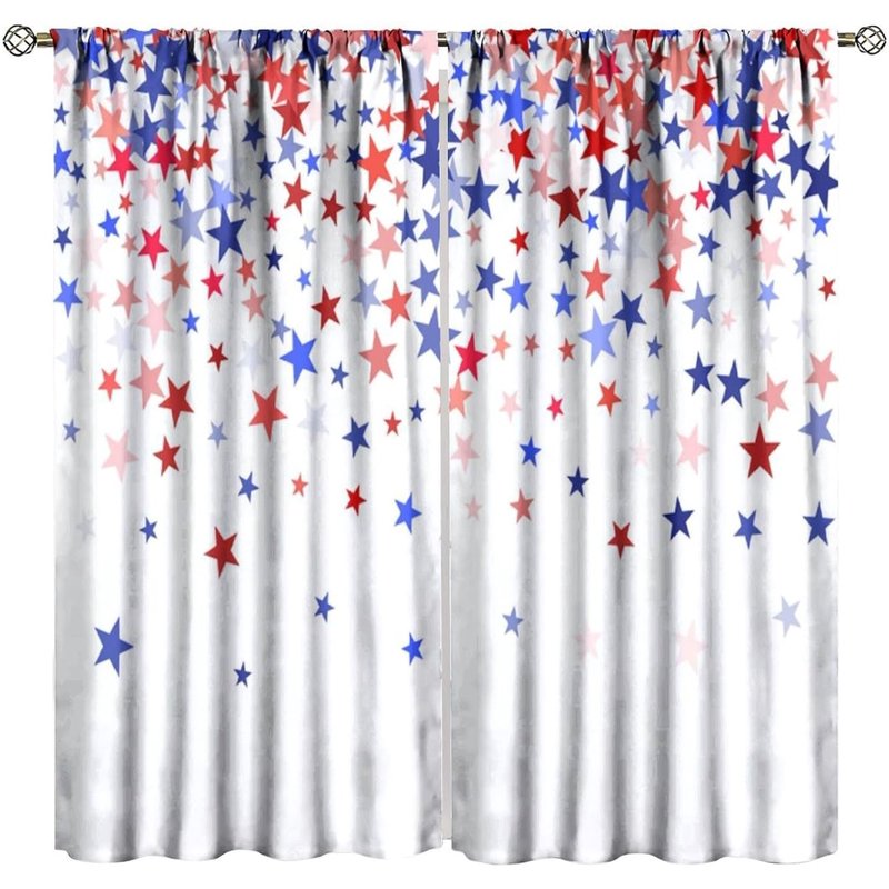 Independence Day Blackout Curtains - 4th of July Stars Window Drapes, Multiple Sizes