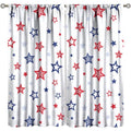 Independence Day Flagout Curtain Set - 4th of July Blue Red Star American Flag Pattern Window Drapes - Multiple Sizes