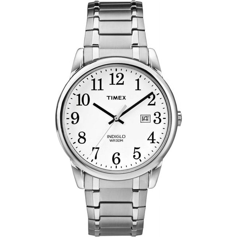 Men's Silver Wristwatch Waterproof 30M - Indiglo Night Light