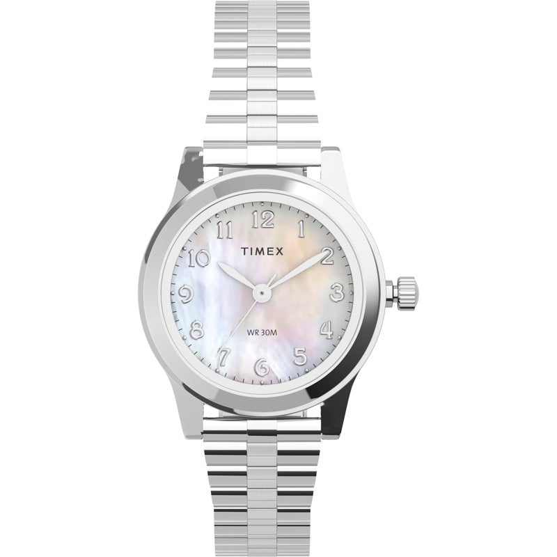 Indiglo Timex Women's Stainless Steel Expansion Band Watch - Silver, Water-Resistant 30M