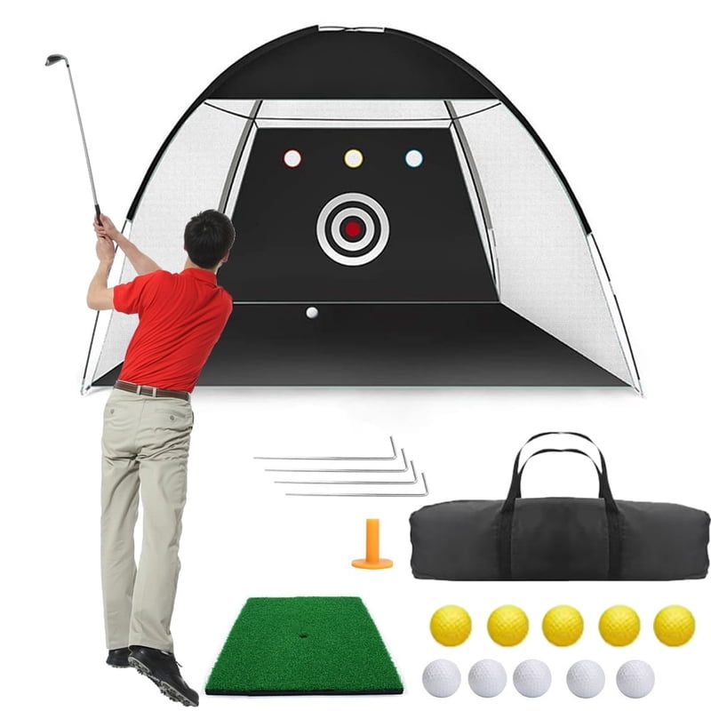 Indoor Outdoor Golf Chipping Net - Collapsible Practice Net with Turf Mat & Carry Bag