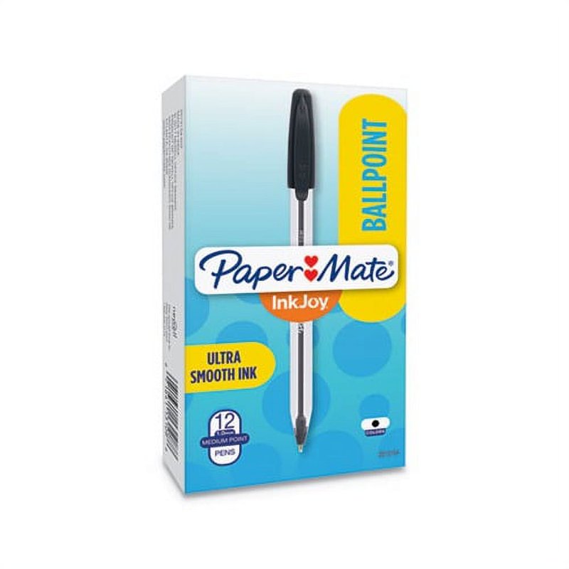 Ballpoint Pen 1mm Medium Point Black Ink Stick Pens, Dozen