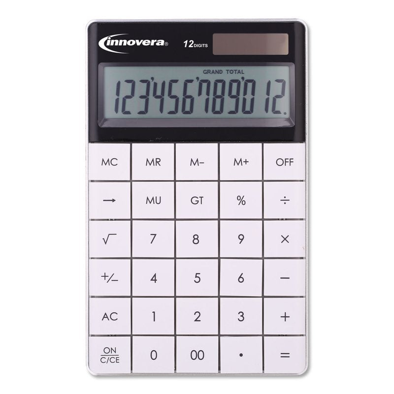 Large Button Calculator with 12-Digit LCD Display - Dual Solar Power Office & Home