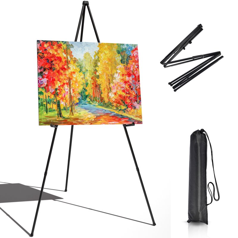 Portable Metal Easel Stand for Artwork & Sign Display, 63-Inch Tripod