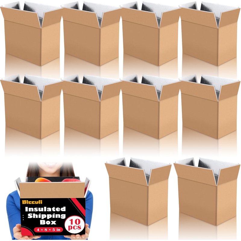 Insulated Shipping Boxes 10 Pack for Frozen Food Cold Transport - Reusable Foil & Foam Liners