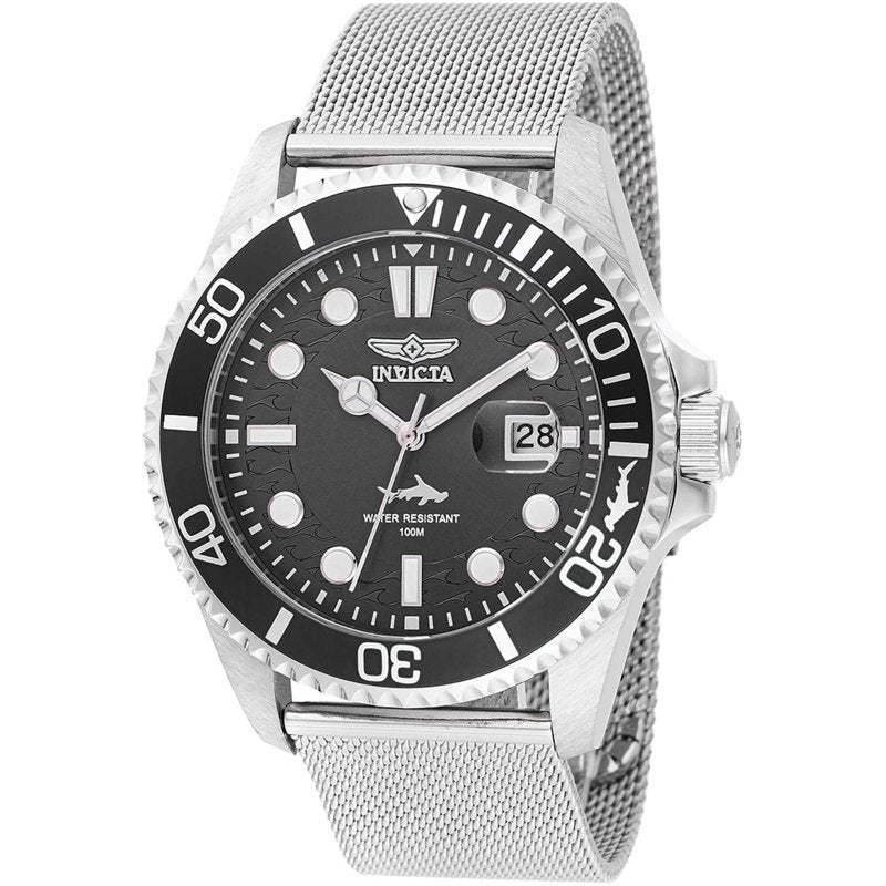 Men's Pro Diver 43mm Quartz Watch with Steel Case and Mesh Band