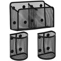 Magnetic Pen Holder & Desk Organizer Set with Metal Mesh Baskets - Black