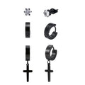 Men's Black Stainless Steel Earring Set 3 Styles Hypoallergenic Jewelry