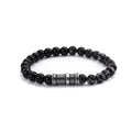 Men's Black Onyx Bead Bracelet with Stainless Steel Accent
