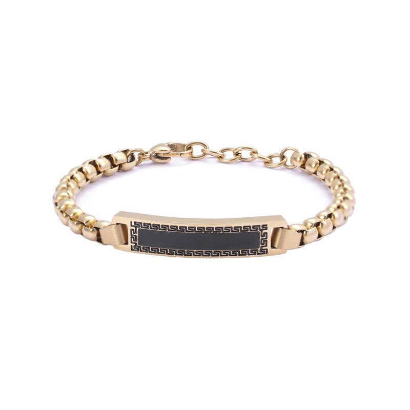 Men's 18K Gold Plated Stainless Steel ID Bracelet - Classic Jewelry