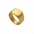 Men's 18K Gold Plated Signet Ring Stainless Steel Jewelry Gift