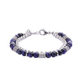 Men's Lapis Lazuli Bead Chain Bracelet - Stainless Steel, Blue Stone Jewelry