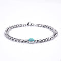 Men's Stainless Steel Turquoise Cuban Link Bracelet - Durable Jewelry Accessory
