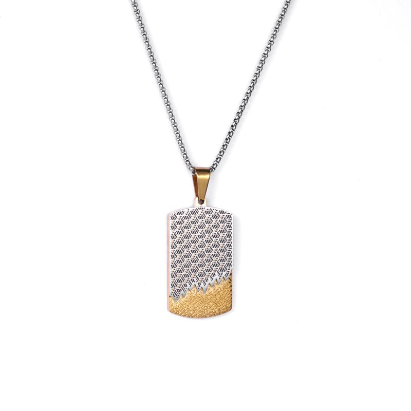 Men's Two Tone Stainless Steel Drip Pendant Necklace