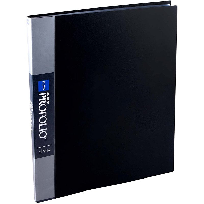 Art Portfolio 11x14 Inches with 24 Clear Sleeves & Custom Label - Black