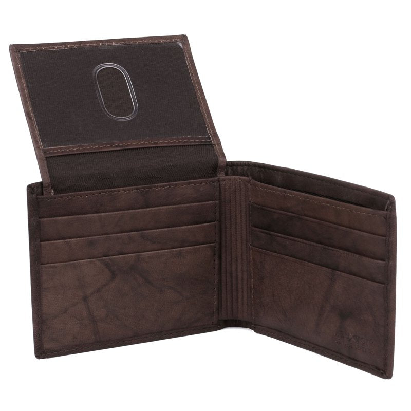 Men's Leather Credit Card Billfold Wallet with Currency Section - Tan