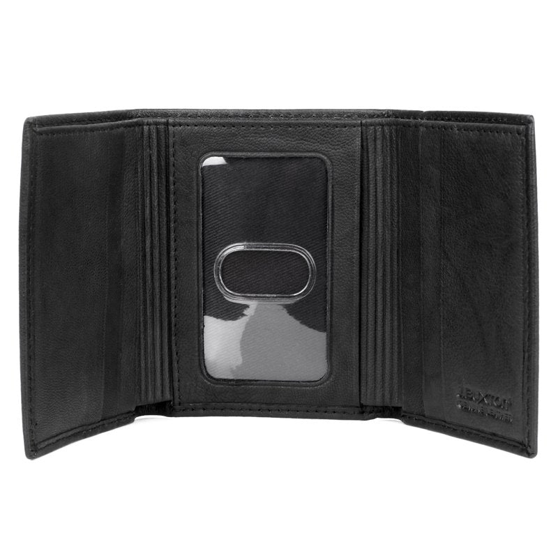 Men's Leather Wallet with ID Window & Card Slots - Black