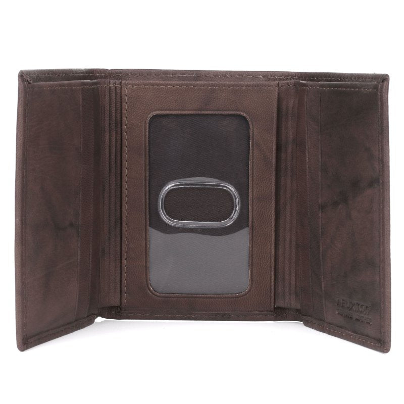Men's Leather Three-Fold Wallet with ID Window and Card Slots