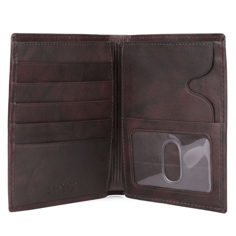Men's Leather Credit Card Wallet Folio with ID Window - Brown & Black Options