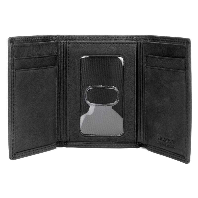 Men's Leather Hunt Three-Fold Wallet with Card Slots & ID Window
