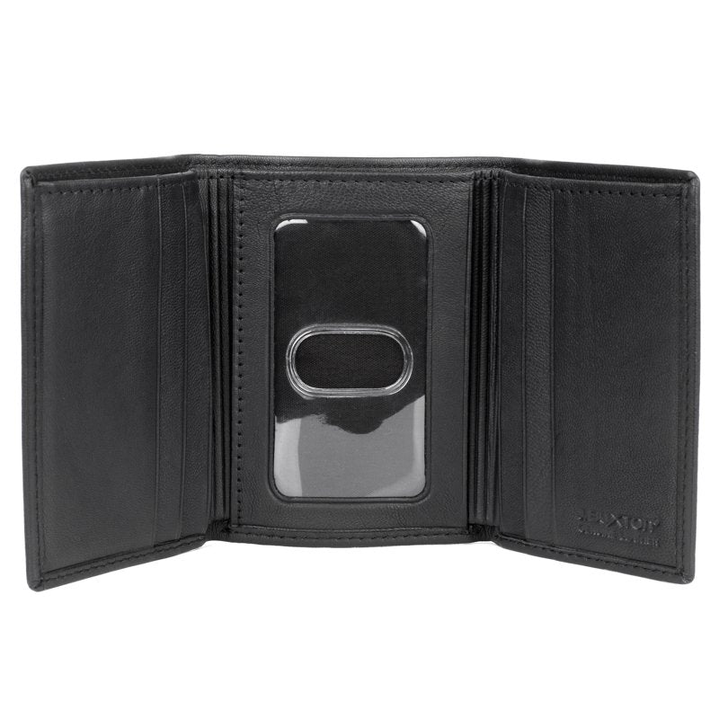 Men's Leather Bifold Wallet with ID Window & Card Slots - Black & Brown Options