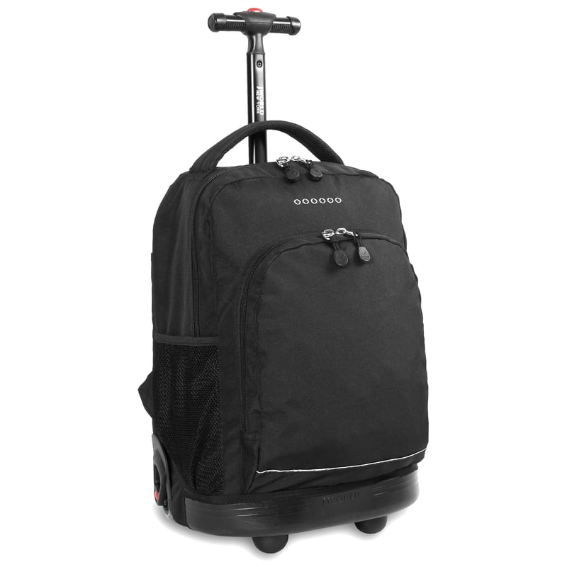 Kids Rolling Backpack 17-Inch School Bag with Wheels and Handle - Black