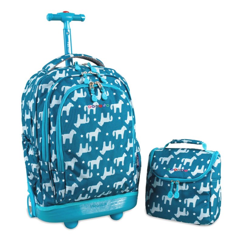 Kids Rolling Backpack and Lunch Bag Set - 18 Inch Pony or Sprinkle Colors