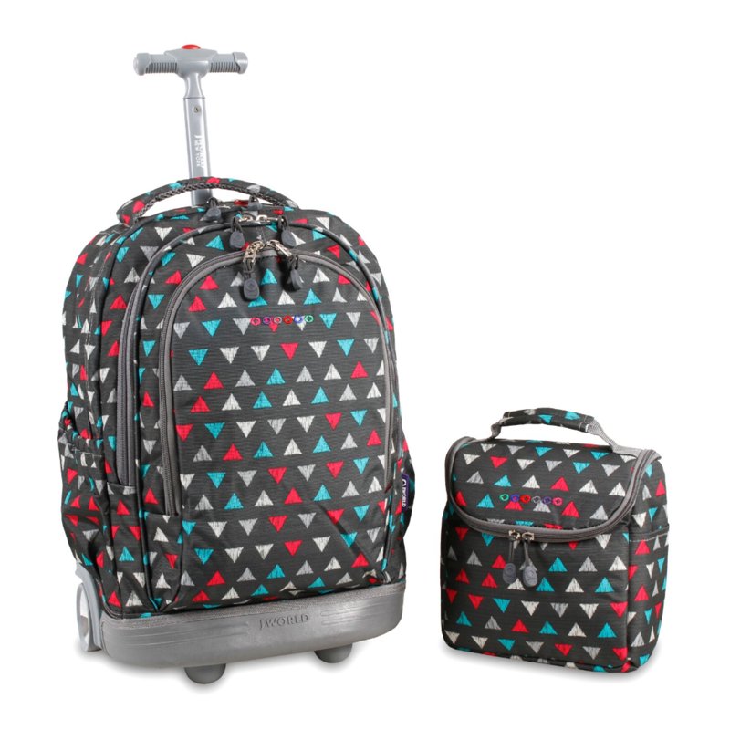 Girls Rolling Backpack and Lunch Bag Set - 18 Inch Durable Travel & School Accessory