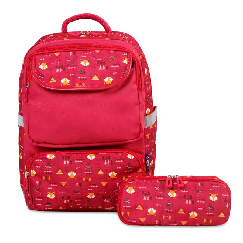 Kids 15-Inch School Backpack with Pencil Case - Reflective & Padded Comfort