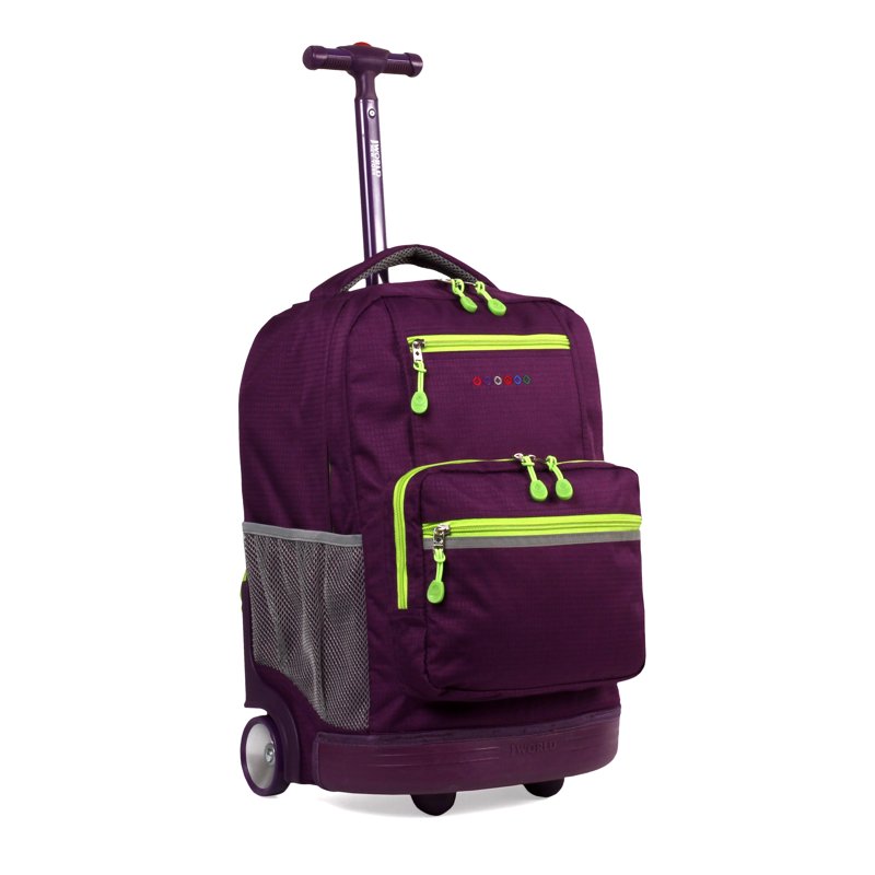Kids Rolling Backpack 18-Inch School & Travel Bag with Wheels Purple