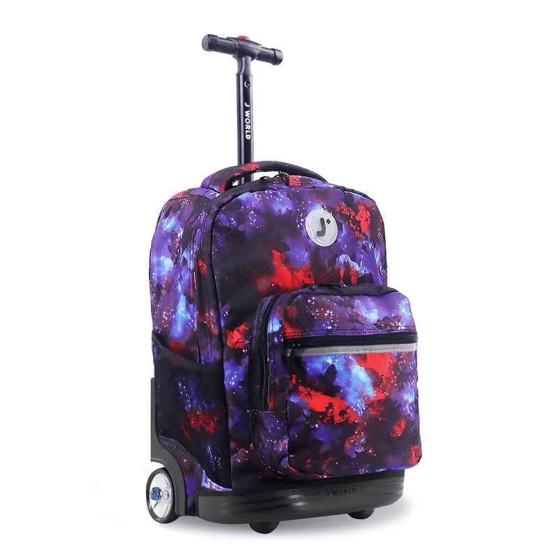 Kids & Adults 18-Inch Rolling Backpack for School & Travel - Galaxy