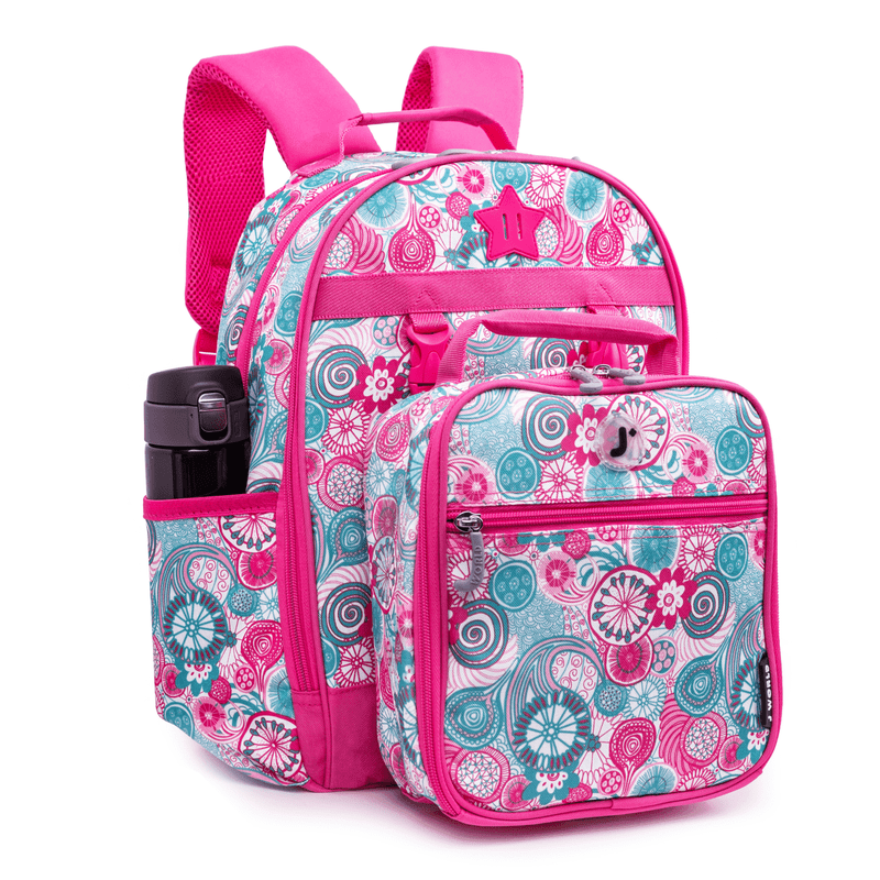 Kids Backpack & Lunchbox Set with Padded Straps & Organizer - Blue Raspberry