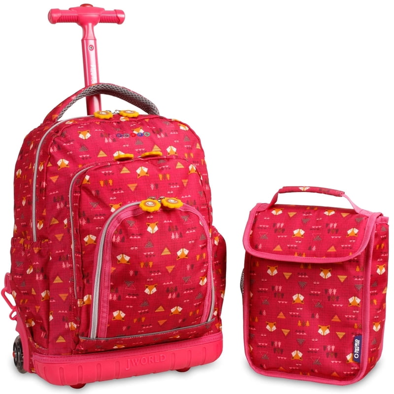 Kids Rolling Backpack with Insulated Lunch Bag - School & Travel