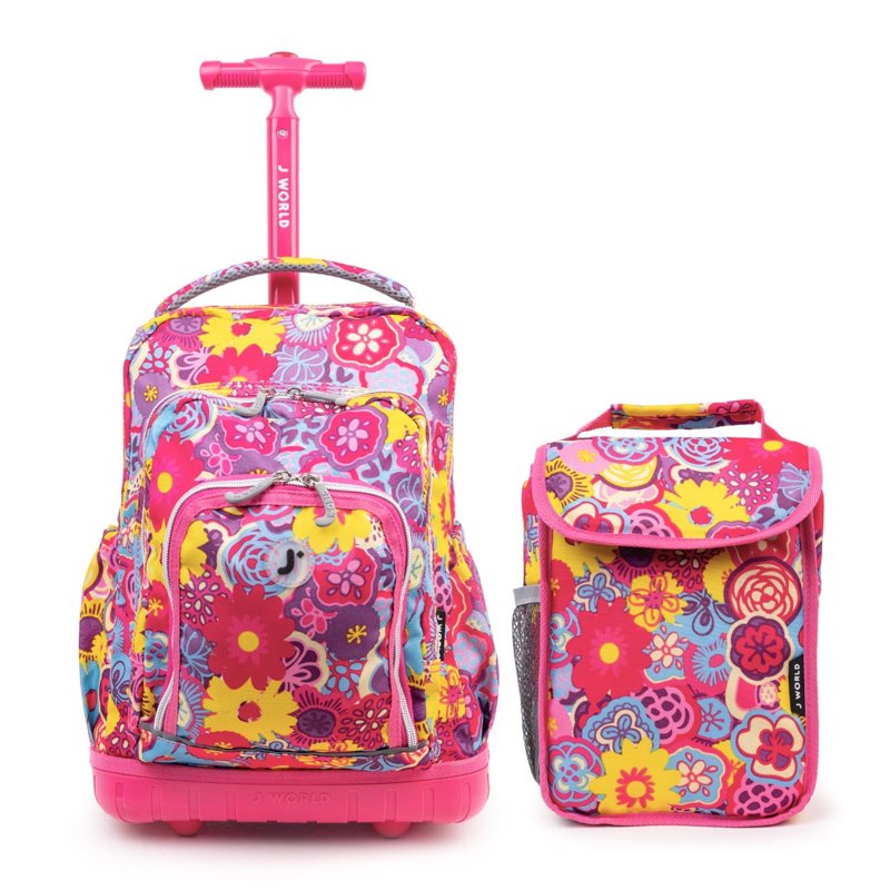 Kids Rolling Backpack with Insulated Lunch Bag - 16-Inch School & Travel Bag