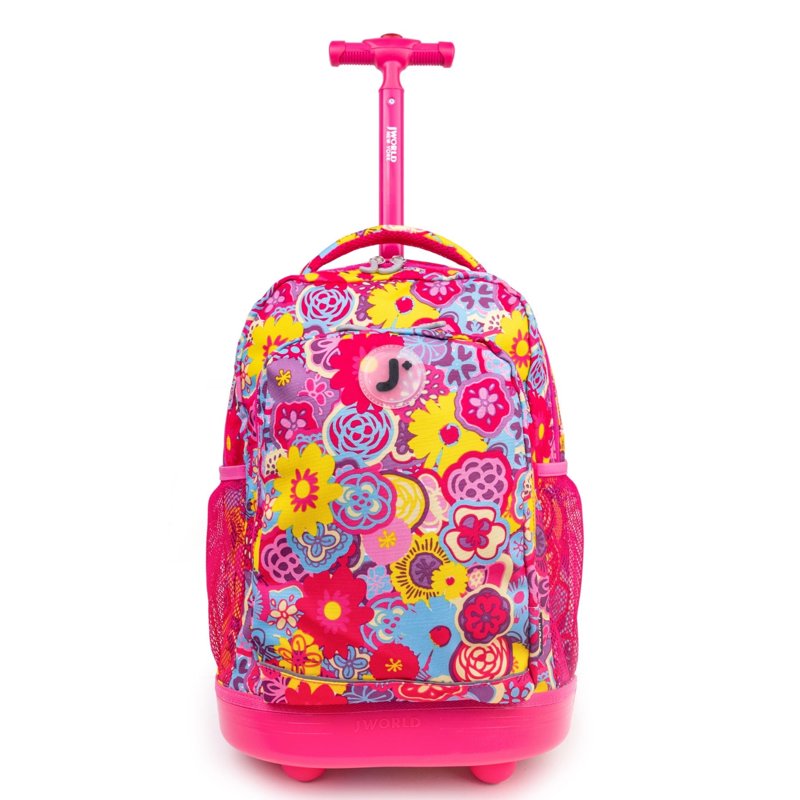 Kids 17-Inch Rolling Backpack for School & Travel with Wheels & Organizer