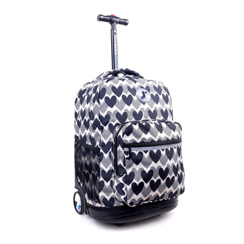 Girls 18-Inch Rolling Backpack for School & Travel with Water Bottle Pockets