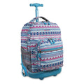 Girls 18-Inch Rolling Backpack for School and Travel - Mint Tribal Pattern