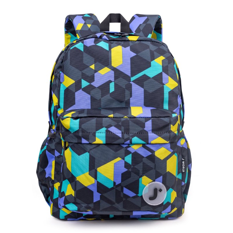 J World Oz 17" Day Backpack for School & Travel - Cubes Variation