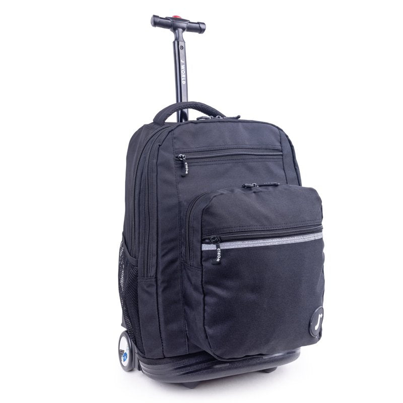 20-Inch Rolling Backpack with Laptop Sleeve for School & Travel - Black