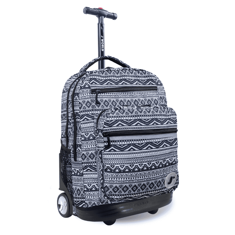 20-Inch Unisex Rolling Laptop Backpack with Multiple Compartments - Tribal Pattern