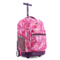 Unisex 18-Inch Rolling Backpack for School and Travel - Purple Galaxy