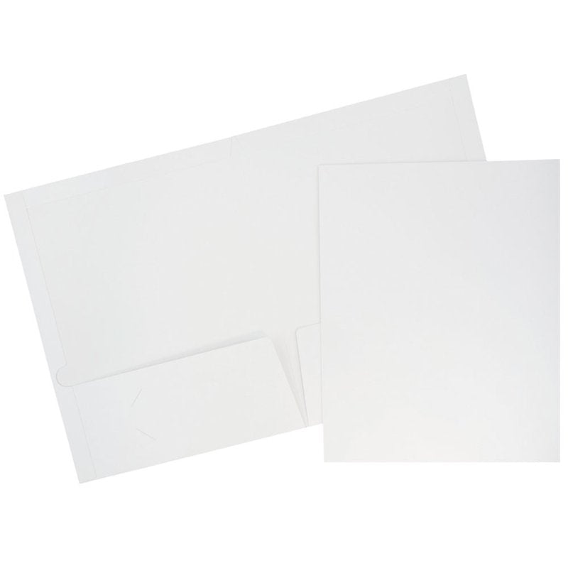 White Glossy Two Pocket Folders - 9 x 12 Inches, Pack of 6